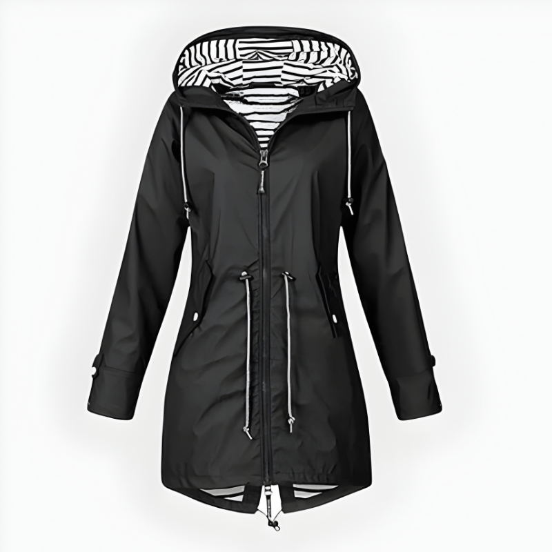 Women's Stylish Long Rain Jacket - Windproof & Waterproof, Perfect for All Weather