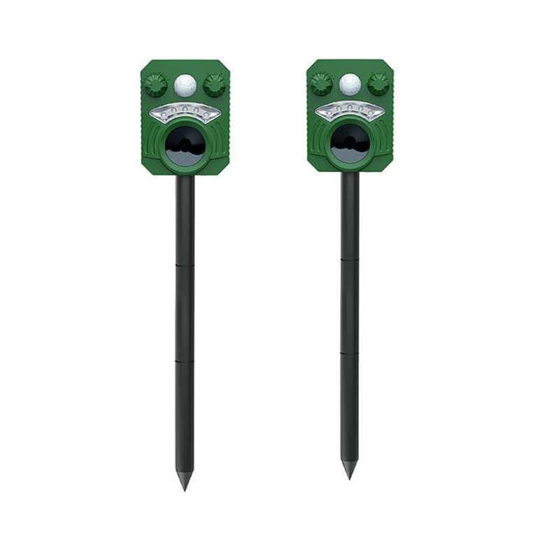 2-Pack Outdoor Ultrasonic Pest Deterrent with Motion Sensor & LED Light - Effective Animal Repellent for Gardens & Yards