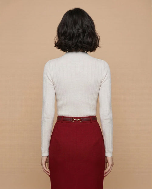 Ivory Sculpt Ribbed Mock-Neck Top