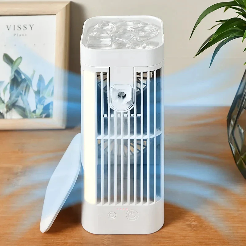 Compact Mini Portable Air Conditioner Desk Fan with Spray Cooling Technology - Ideal for Home, Office, and Travel