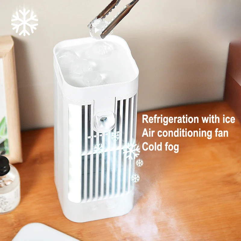 Compact Mini Portable Air Conditioner Desk Fan with Spray Cooling Technology - Ideal for Home, Office, and Travel
