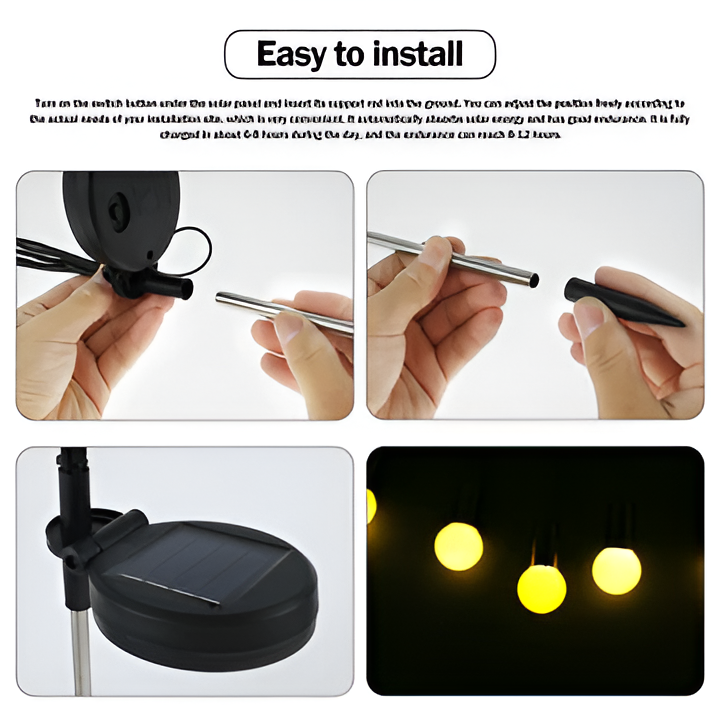 Solar-Powered Firefly Garden Lights - Decorative Outdoor LED String Lights for Patios, Pathways, and Landscaping