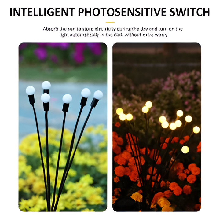 Solar-Powered Firefly Garden Lights - Decorative Outdoor LED String Lights for Patios, Pathways, and Landscaping