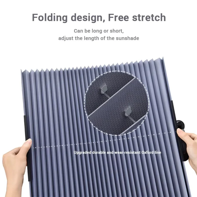 Retractable Car Windshield Sunshade Curtain Set - Front & Rear Protection for UV Rays & Heat Reduction