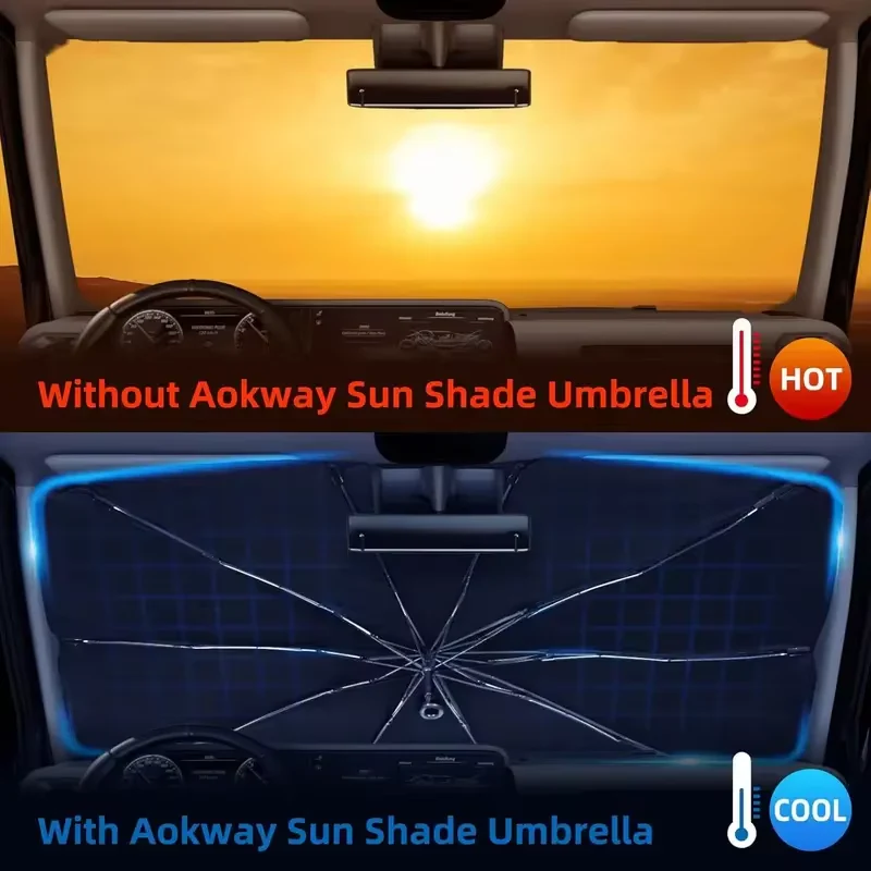 Premium Foldable Windshield Sun Shade - UV Blocking Car Umbrella Sunshade for Maximum Protection