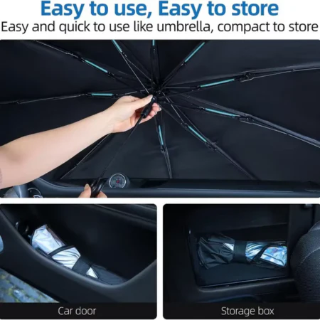 Premium Foldable Windshield Sun Shade - UV Blocking Car Umbrella Sunshade for Maximum Protection