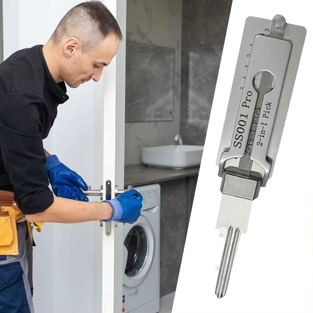 2-in-1 Stainless Steel Key Decoder & Lock Picking Tool for Locksmiths - Precision Lock Decoding & Picking Solution