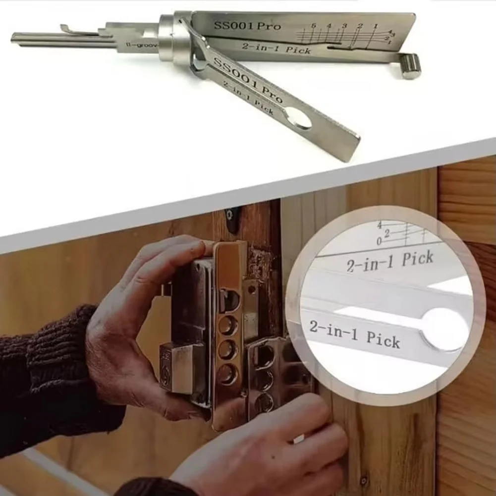 2-in-1 Stainless Steel Key Decoder & Lock Picking Tool for Locksmiths - Precision Lock Decoding & Picking Solution