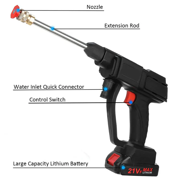 Cordless High Pressure Washer - Powerful Cleaning Tool with 2 Long-Lasting Batteries Included