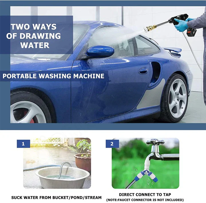 Cordless High Pressure Washer - Powerful Cleaning Tool with 2 Long-Lasting Batteries Included