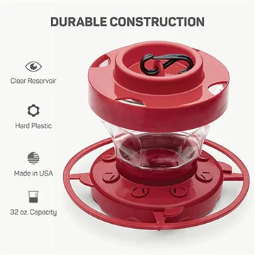 Bee-Proof Hanging Hummingbird Feeder with Perch - Durable Water Reservoir for Outdoor Bird Feeding