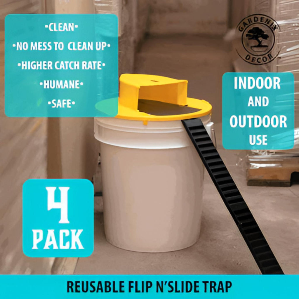 4-Pack Bucket Lid Mouse Trap - Effective Rodent Control Solution for Home & Garden