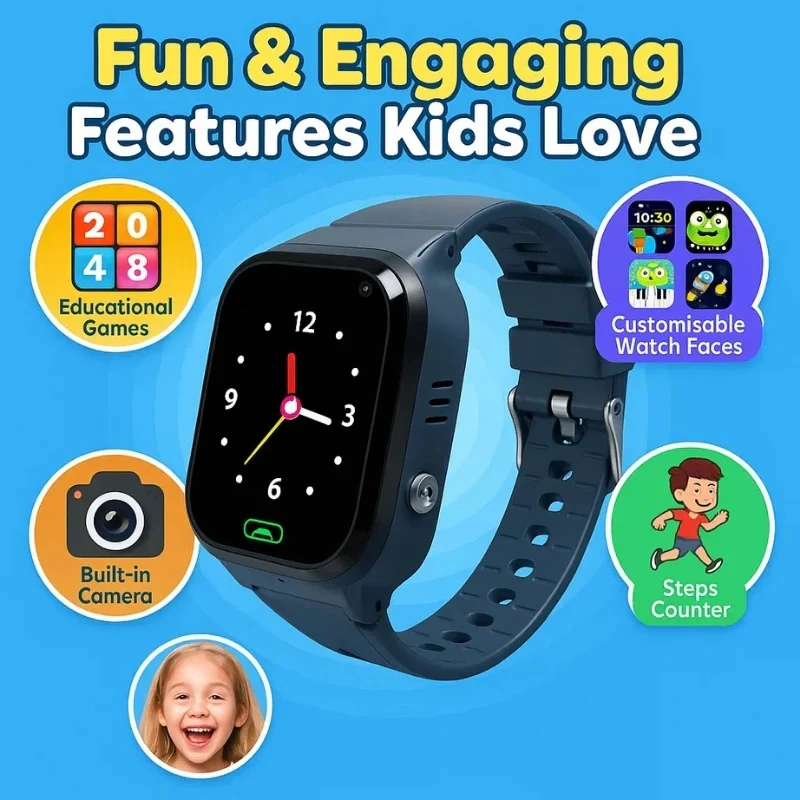 Kids Smart Watch with GPS Tracker - Waterproof, Fitness Tracking, and SOS Alert Features