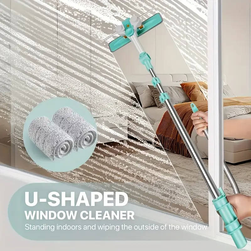 Extendable Long Handle Window Cleaning Brush - Streak-Free, Reach High Windows with Ease