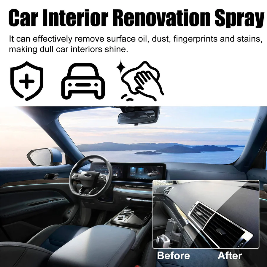 Premium Car Interior Cleaner Kit - 3 Essential Products for Deep Cleaning & Detailing