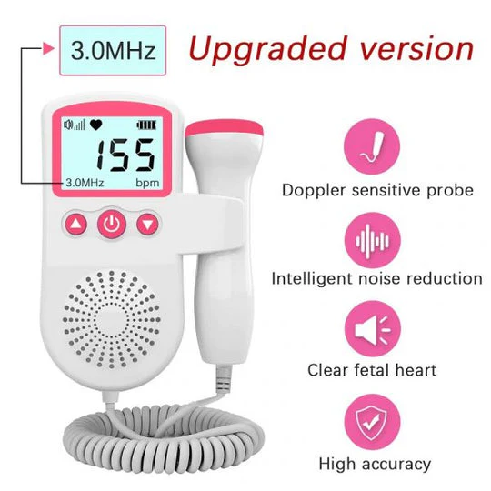 Fetal Doppler Heart Rate Monitor with Sound Detection - Prenatal Baby Heartbeat Listener
