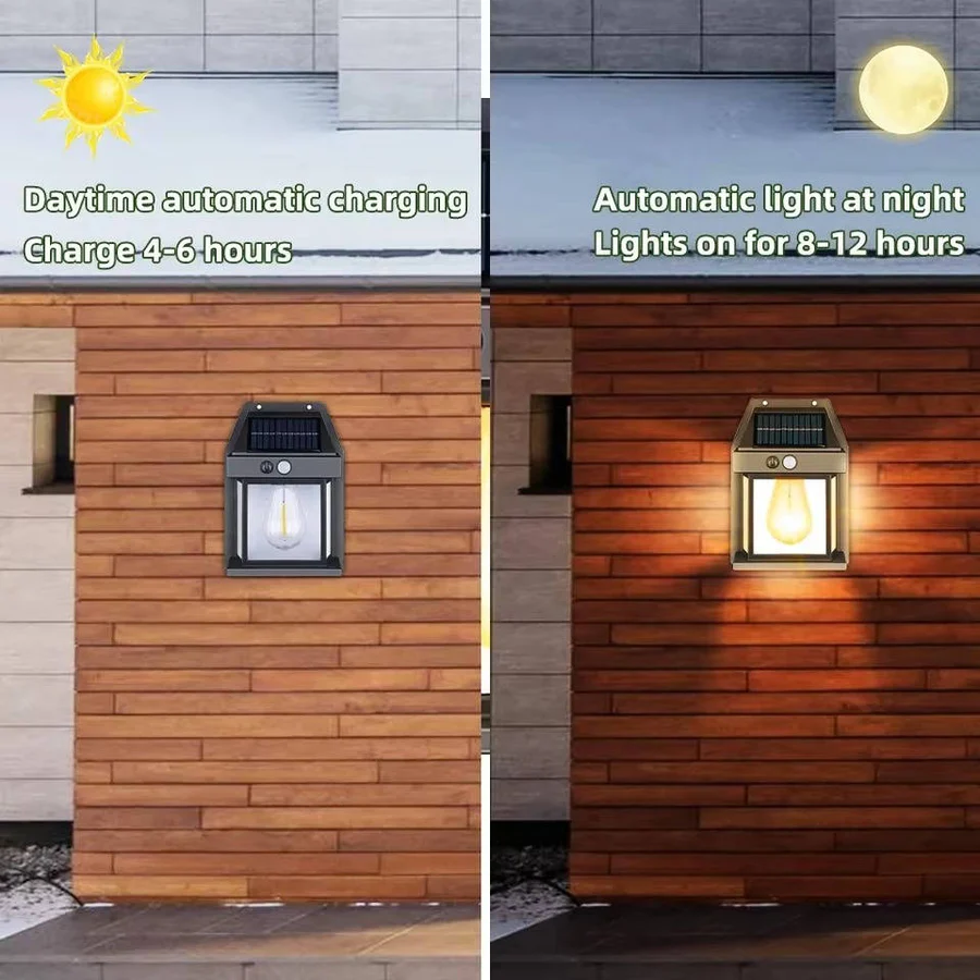 Set of 2 Solar Wall Lamps for Outdoor Use - Energy-Efficient LED Lighting for Patios, Gardens, and Pathways