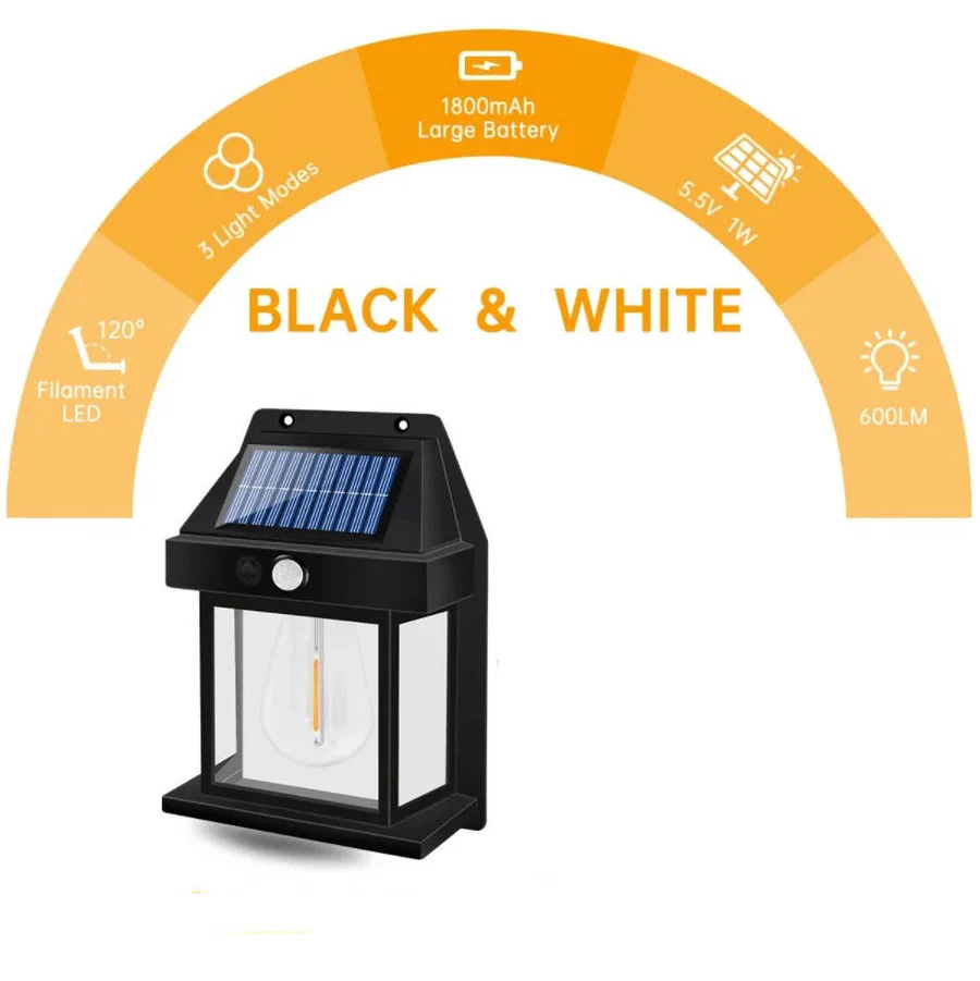 Set of 2 Solar Wall Lamps for Outdoor Use - Energy-Efficient LED Lighting for Patios, Gardens, and Pathways
