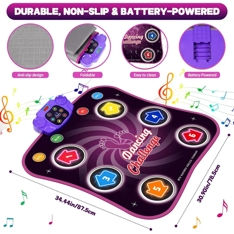 Interactive Dance Mat for Kids - 5 Levels of Fun & Challenges | Engaging Dance Game for Active Play