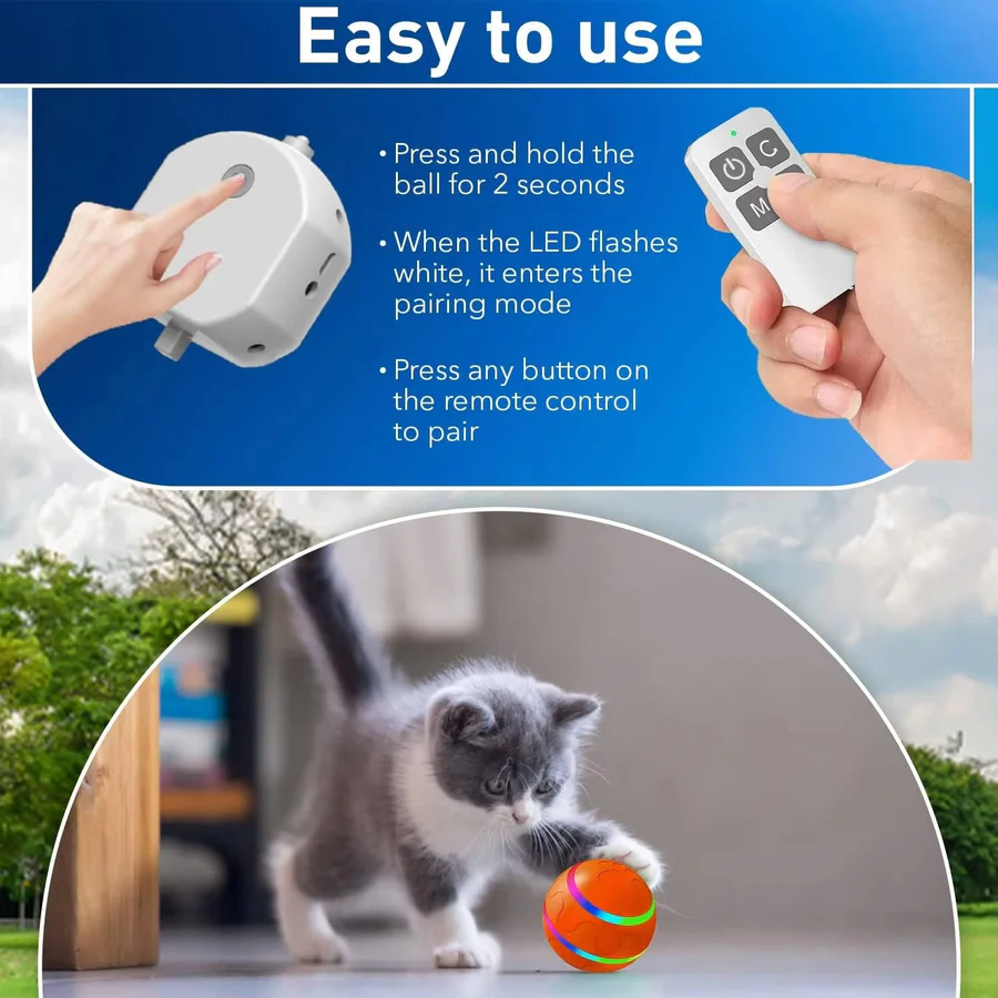 Interactive Dog & Cat Ball Toy - Engaging Pet Play Ball for Dogs and Cats - Stimulating Fun & Exercise