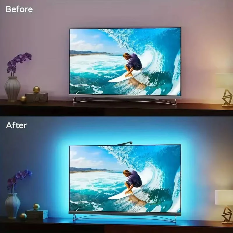 Smart LED TV Backlight Strip with Remote Control - Adjustable Colors & Brightness for Ultimate Ambiance