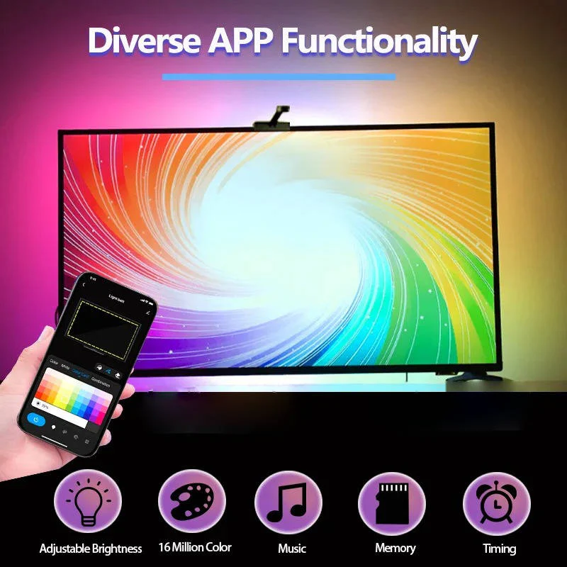 Smart LED TV Backlight Strip with Remote Control - Adjustable Colors & Brightness for Ultimate Ambiance