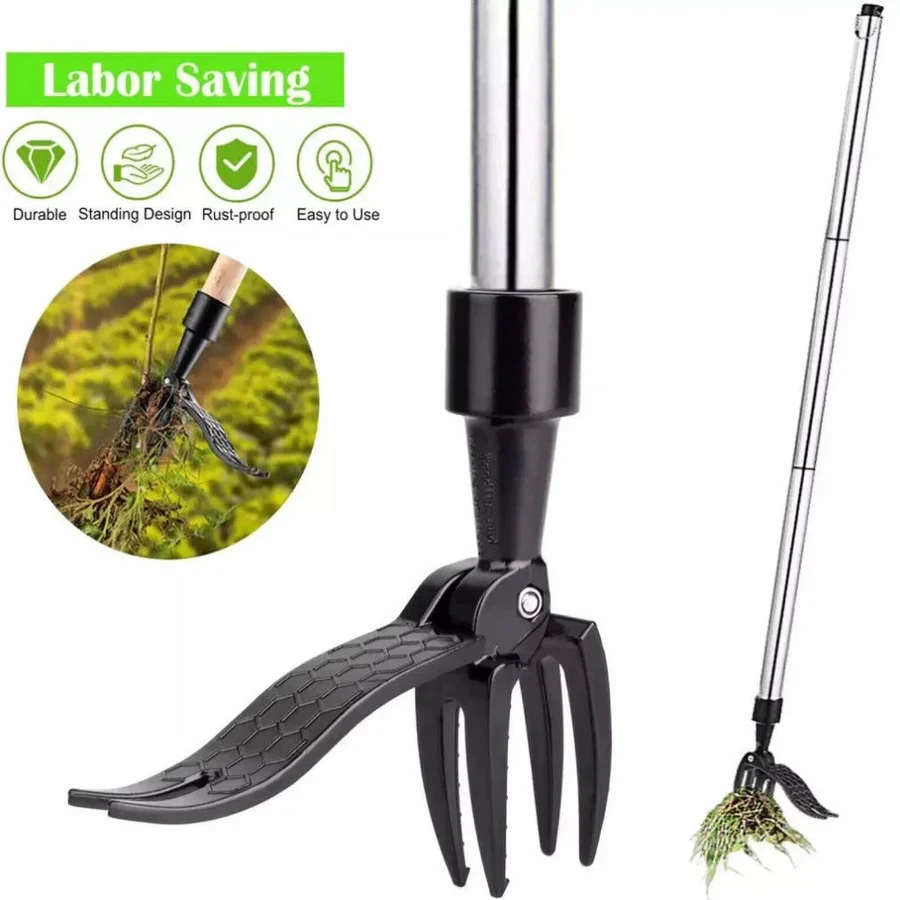 Ergonomic Stand-Up Weed Puller Tool with Long Handle - Effortless Weeding Solution for Gardens and Lawns