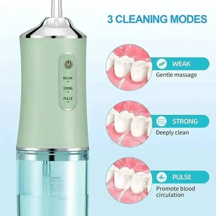 Rechargeable Water Flosser with Interchangeable Nozzles - Portable Dental Care Solution for Effective Oral Hygiene