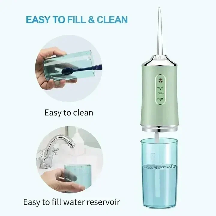 Rechargeable Water Flosser with Interchangeable Nozzles - Portable Dental Care Solution for Effective Oral Hygiene