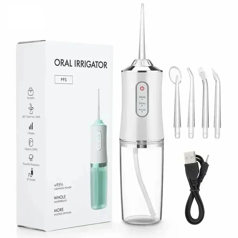 Rechargeable Water Flosser with Interchangeable Nozzles - Portable Dental Care Solution for Effective Oral Hygiene
