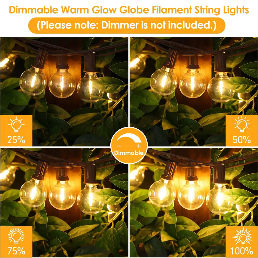 Energy-Efficient LED Outdoor String Lights - Weatherproof, 50ft Decorative Lighting for Patios, Gardens, and Events