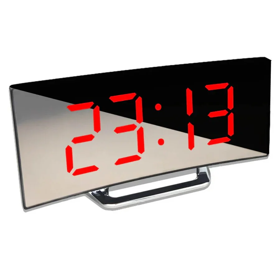 Sleek Modern Curved LED Digital Clock - Stylish Home Decor & Accurate Timekeeping