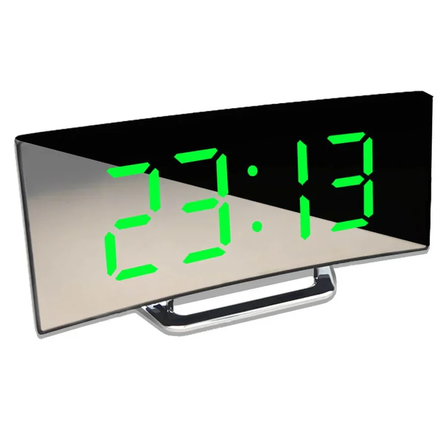 Sleek Modern Curved LED Digital Clock - Stylish Home Decor & Accurate Timekeeping