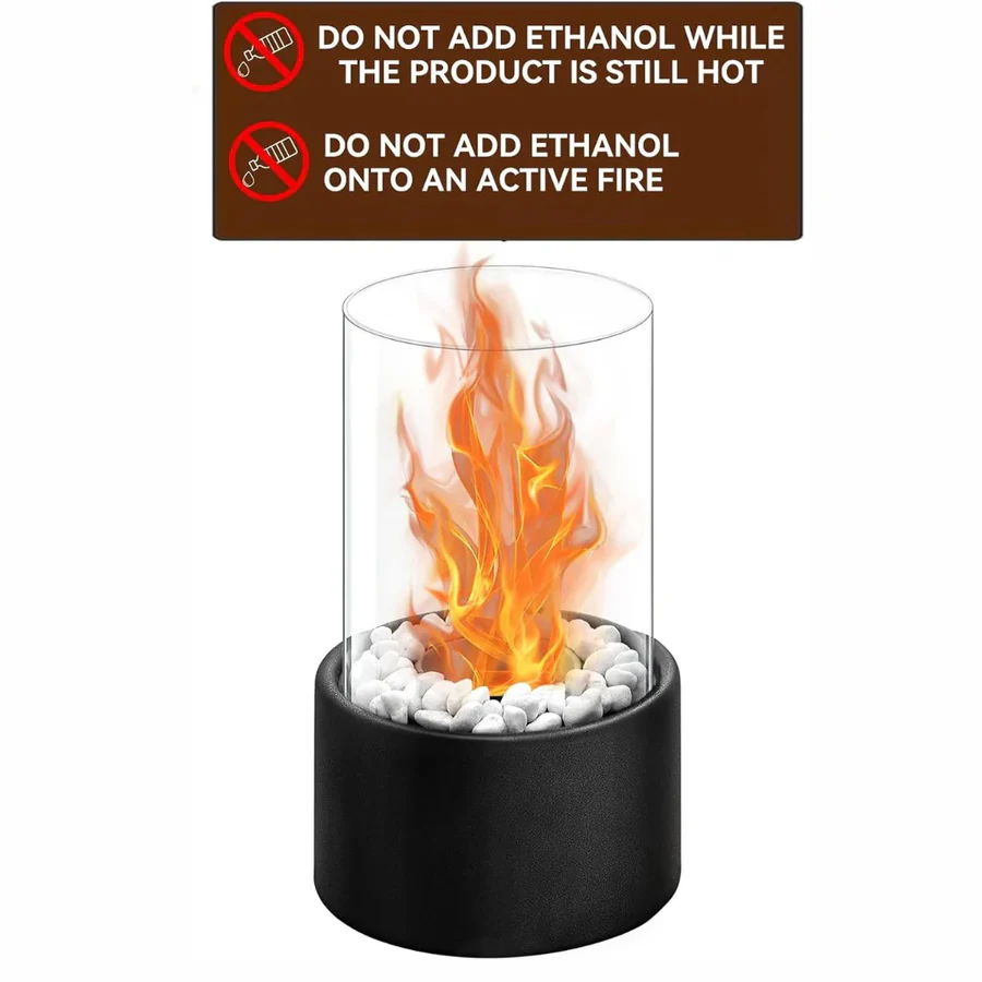 Compact Mini Portable Glass Tabletop Fireplace - Elegant Indoor/Outdoor Decorative Heater