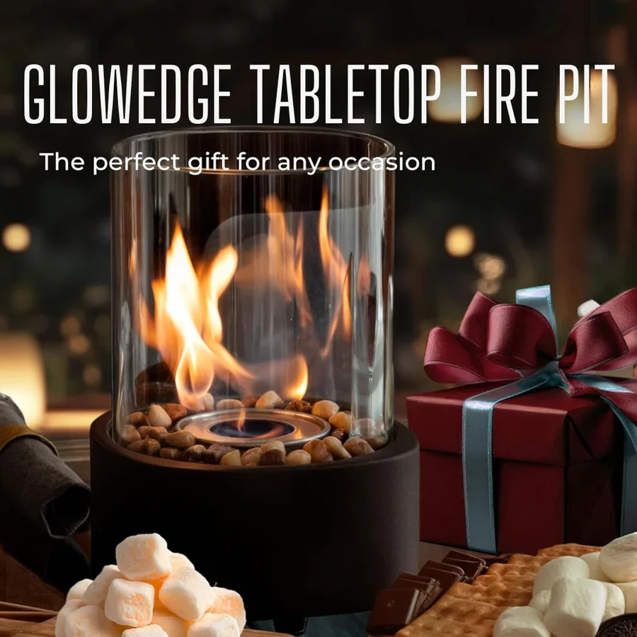 Compact Mini Portable Glass Tabletop Fireplace - Elegant Indoor/Outdoor Decorative Heater