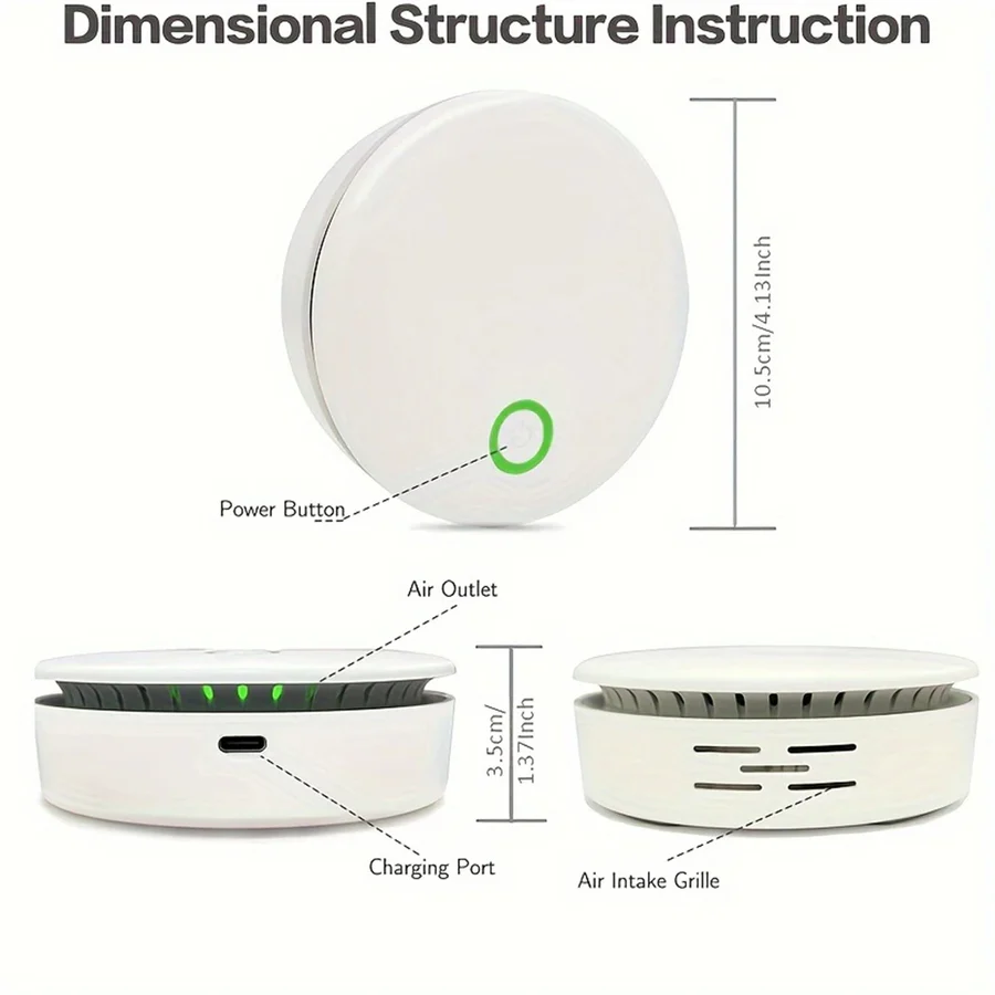 Portable Air Purifier & Odor Eliminator - Negative Ion & Ozone Technology for Fresh Air Anywhere