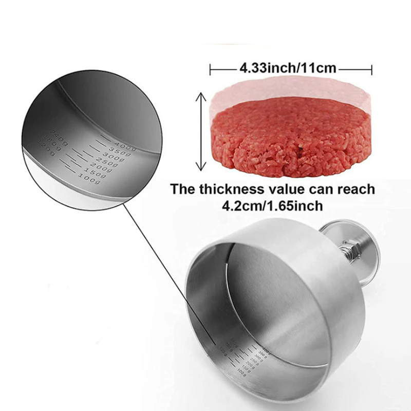 Premium Stainless Steel Burger Press Mold - Perfect for 5-Inch Patties | Durable & Easy to Clean