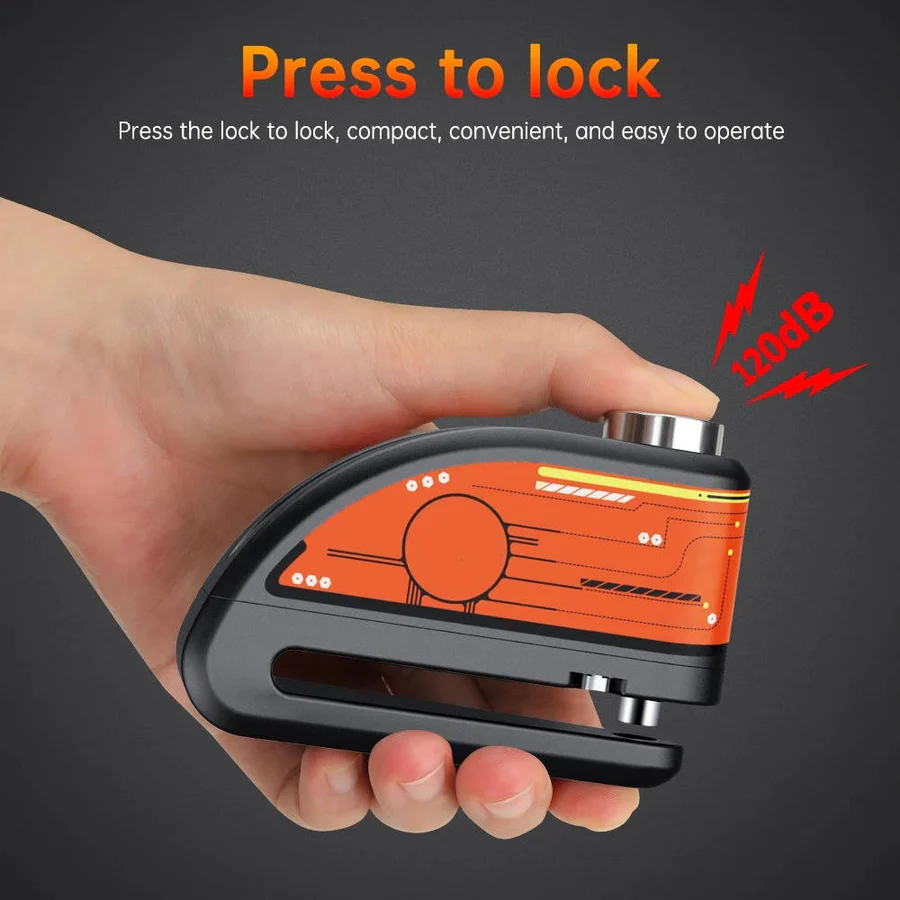 120dB Motorcycle Disc Lock Alarm - High-Security Anti-Theft Device with Loud Siren for Motorcycles and Scooters