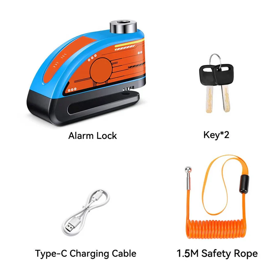 120dB Motorcycle Disc Lock Alarm - High-Security Anti-Theft Device with Loud Siren for Motorcycles and Scooters