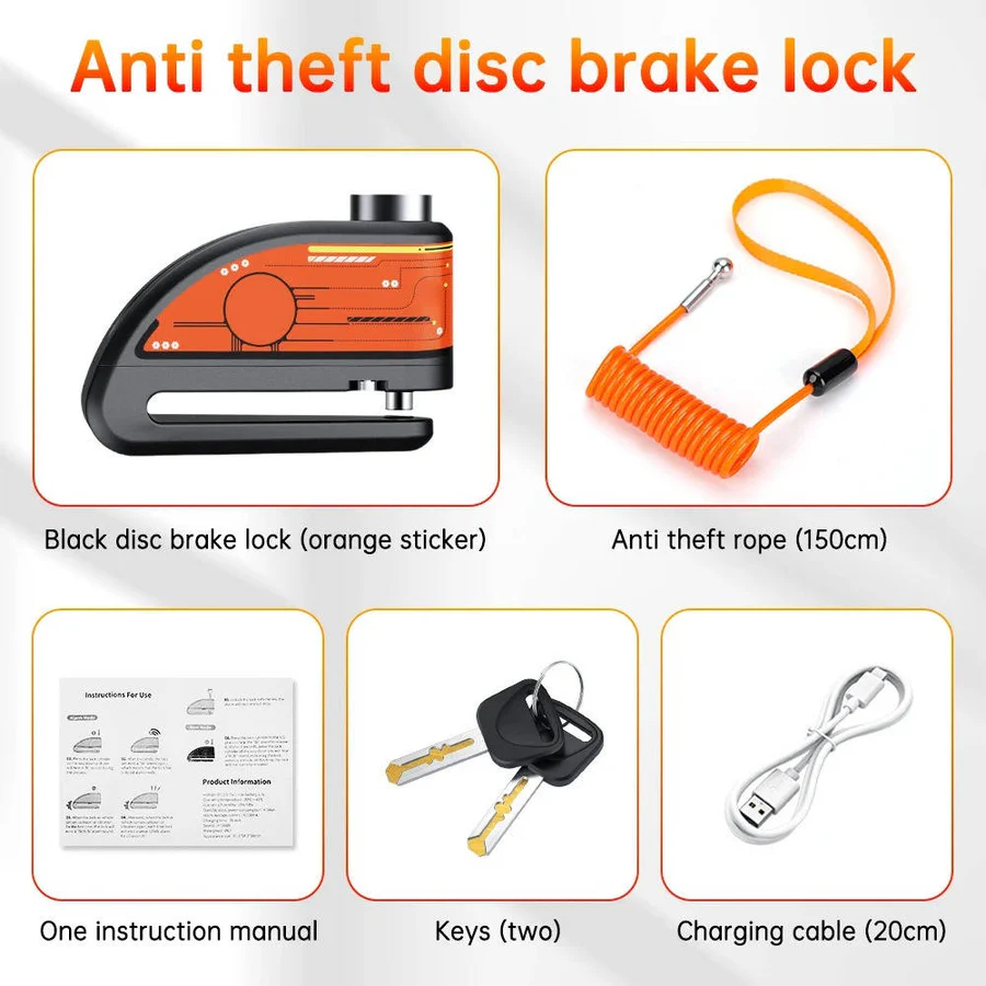 120dB Motorcycle Disc Lock Alarm - High-Security Anti-Theft Device with Loud Siren for Motorcycles and Scooters