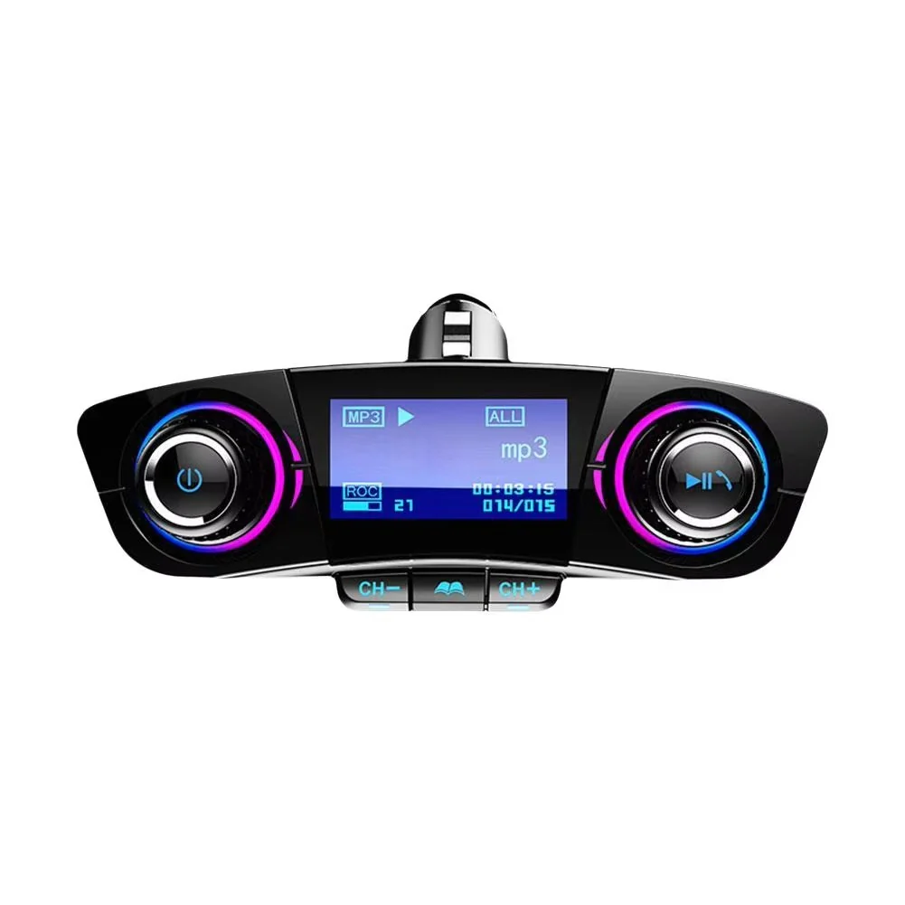 Bluetooth 5.0 Car FM Transmitter with Dual USB Charger - Wireless Hands-Free Calling & Music Streaming