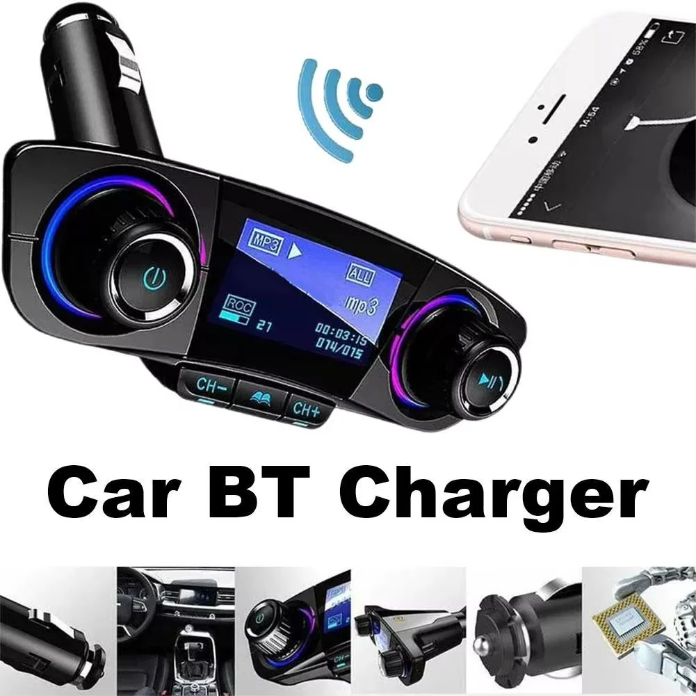 Bluetooth 5.0 Car FM Transmitter with Dual USB Charger - Wireless Hands-Free Calling & Music Streaming