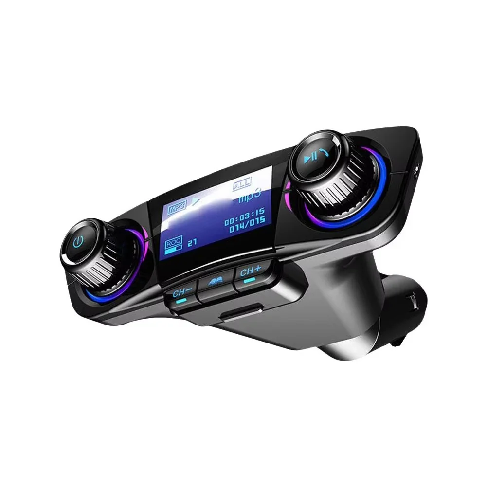 Bluetooth 5.0 Car FM Transmitter with Dual USB Charger - Wireless Hands-Free Calling & Music Streaming
