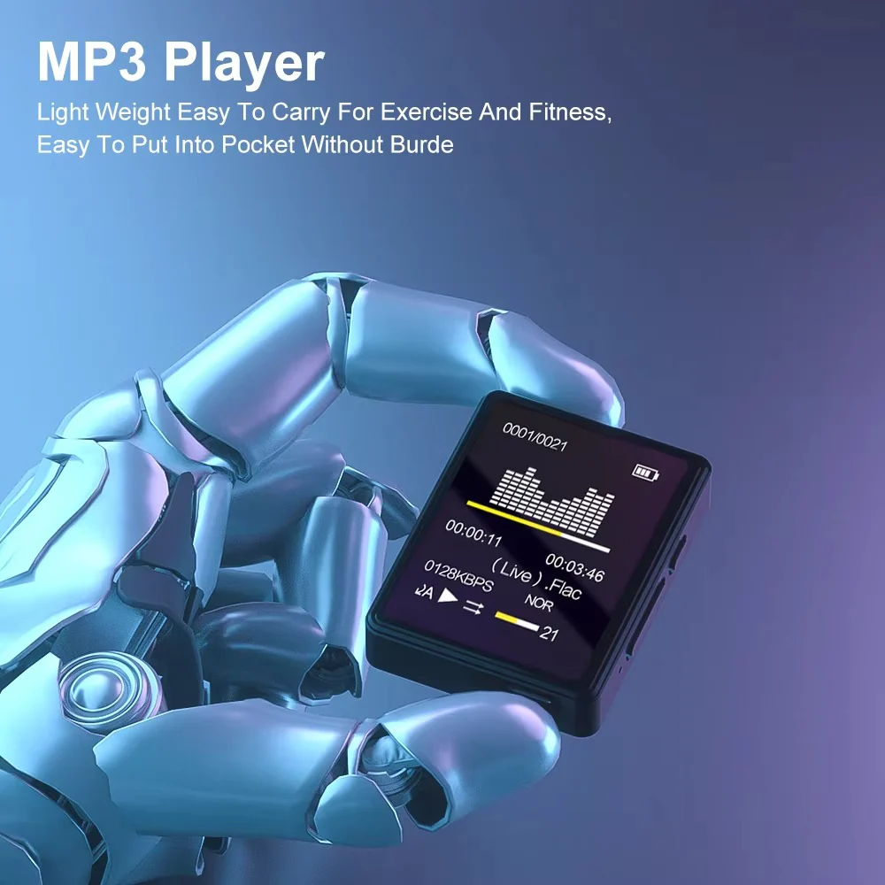 Compact Bluetooth MP3 Music Player - High-Quality Stereo Audio & Video Playback, Portable Design