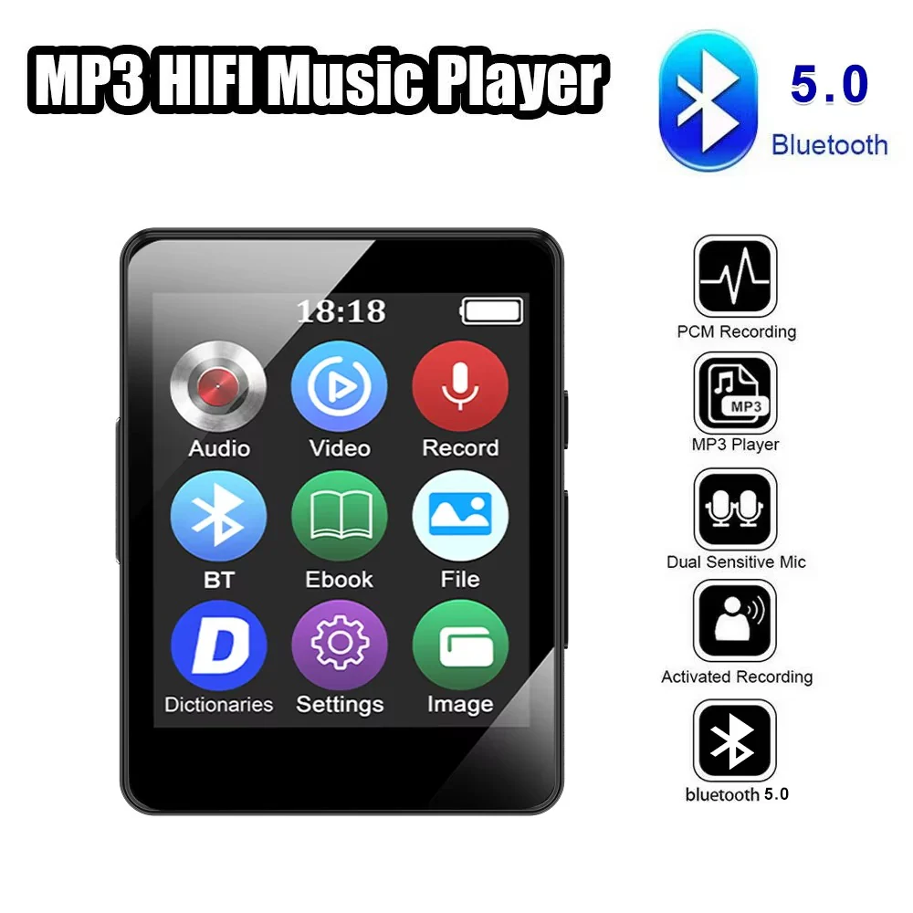 Compact Bluetooth MP3 Music Player - High-Quality Stereo Audio & Video Playback, Portable Design