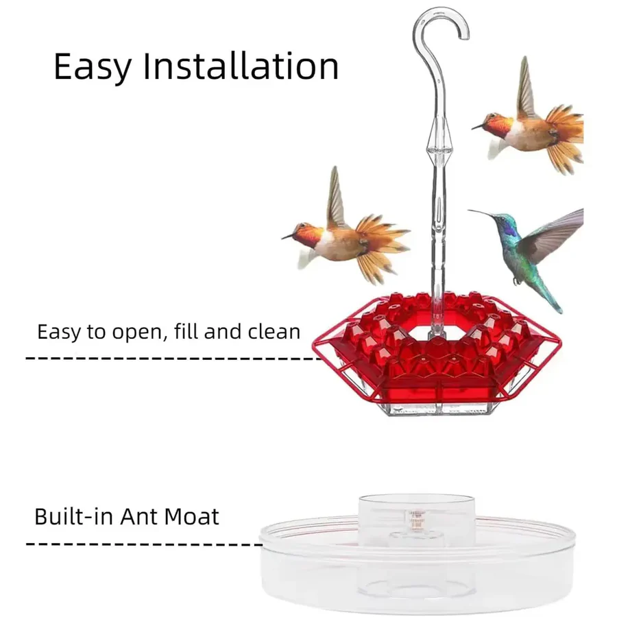 Leak-Proof Hanging Hummingbird Feeder with Ant Guard & Comfortable Perch - Ideal for Attracting Hummingbirds