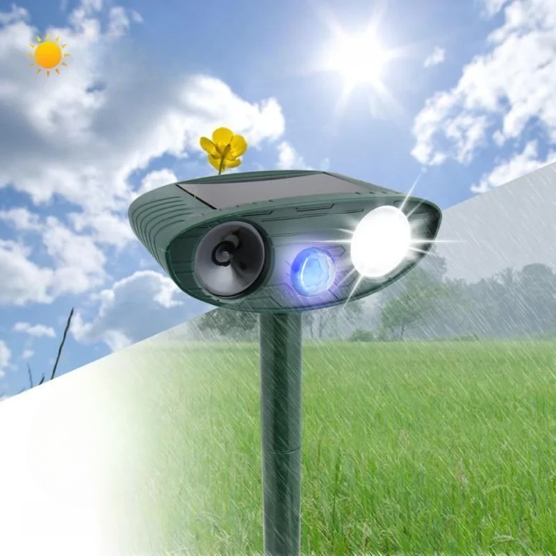 4-Pack Solar Powered Ultrasonic Deer Repellers - Effective Wildlife Deterrent for Gardens and Yards
