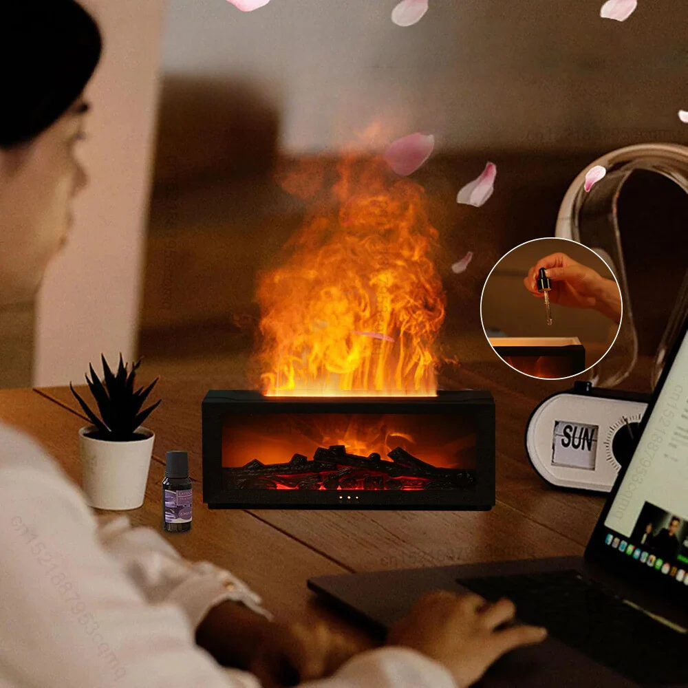 2-in-1 Air Humidifier & Purifier with Aromatherapy and Soothing Flame Effect - Perfect for Home & Office