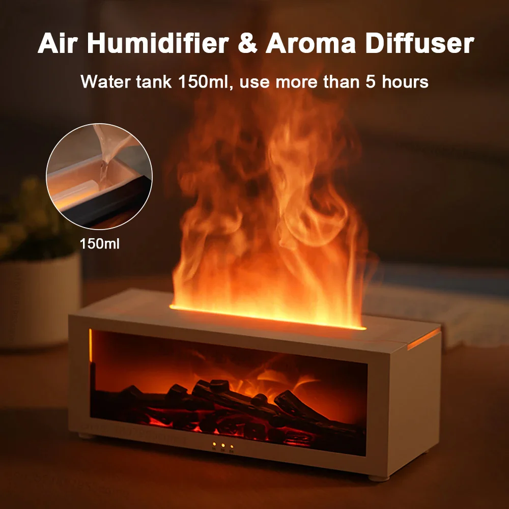 2-in-1 Air Humidifier & Purifier with Aromatherapy and Soothing Flame Effect - Perfect for Home & Office