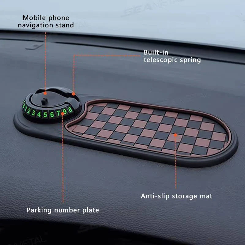 Universal Car Phone Holder with Anti-Slip Dash Mat - Adjustable, Secure Fit for All Smartphones
